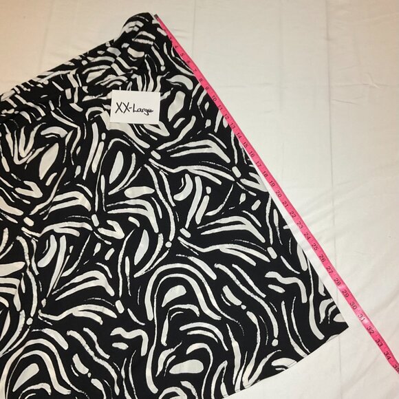 Nine West Women's Abstract Brush (black/cream) Side Ruched Midi Skirt NWT - Picture 9 of 9